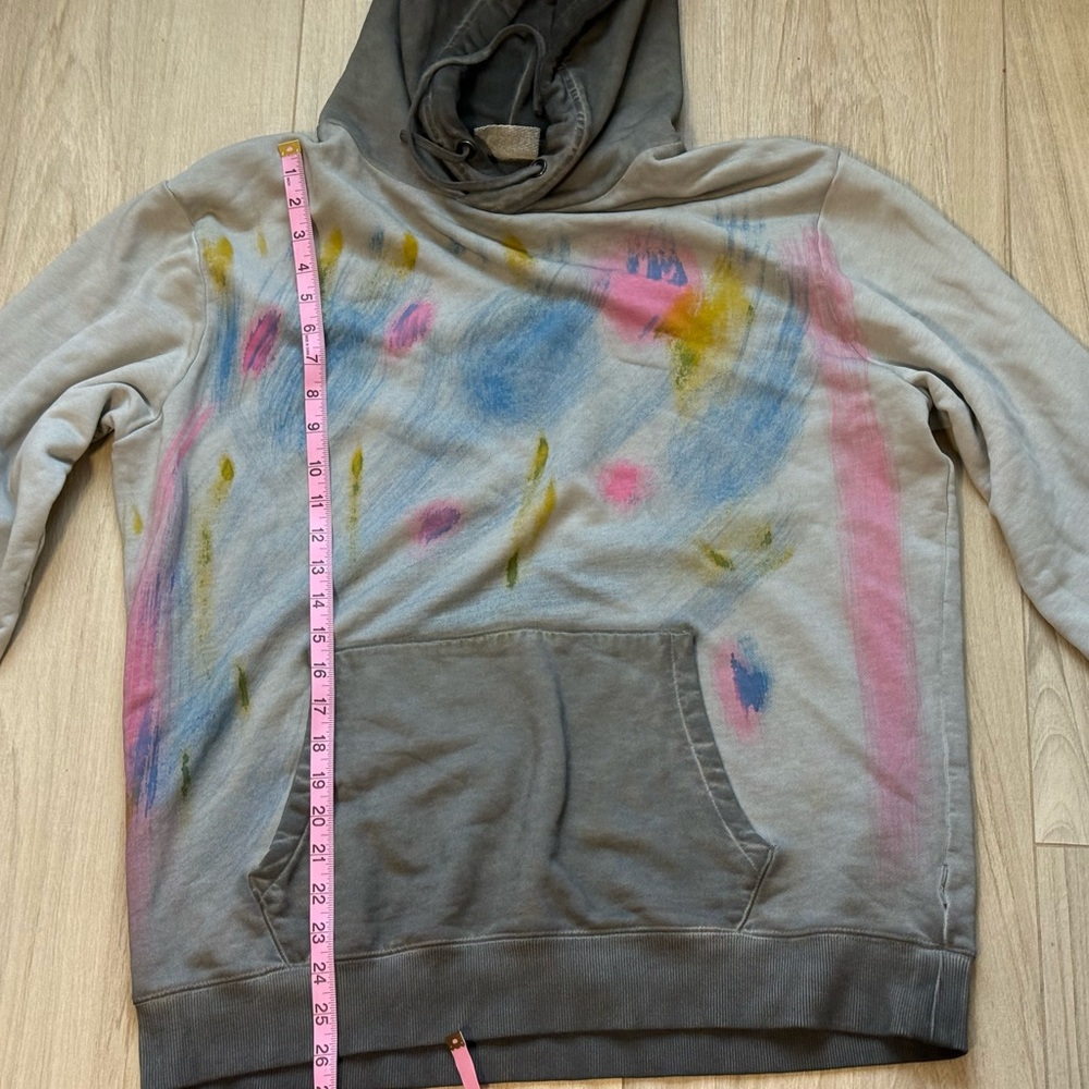 Scotch & Soda Gray Hoodie with Blue Pink and Yellow Paint-Effect